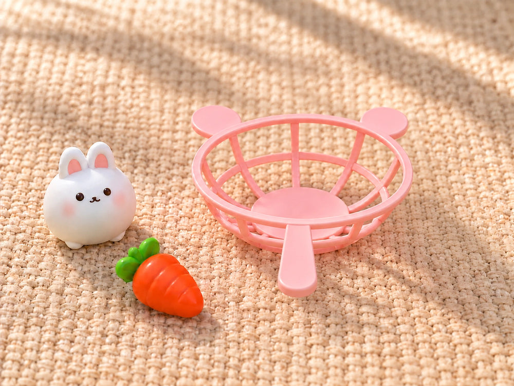 Selected Rabbit and Carrot Pieces with a Pink Catcher