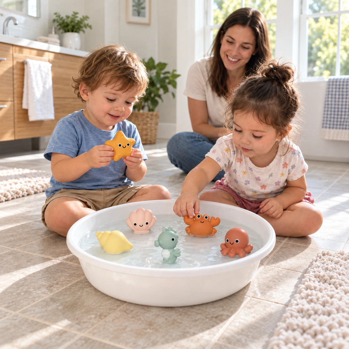 Ocean Animal Bath Toy Set with Scoop Net