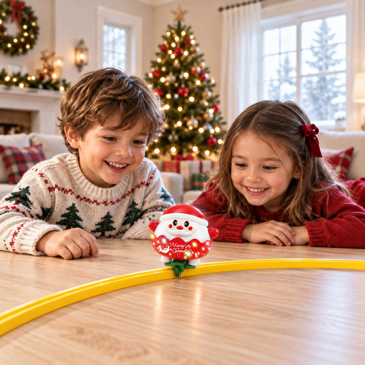 Balancing Santa Track Toy with Lights and Music