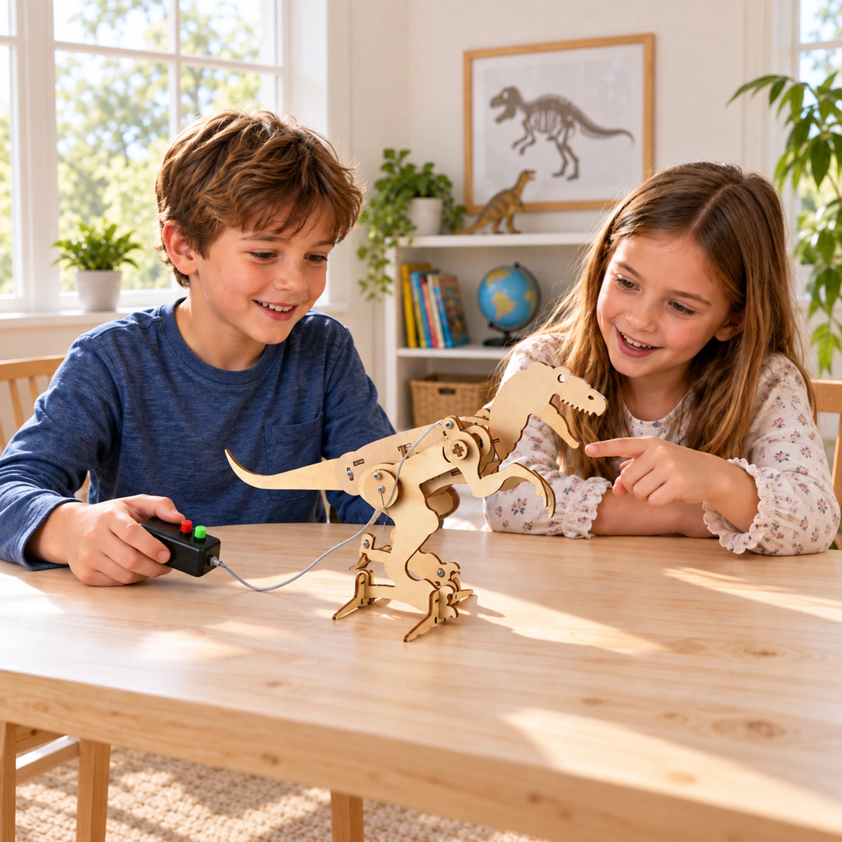Wooden T-Rex Building Kit with Wired Controller