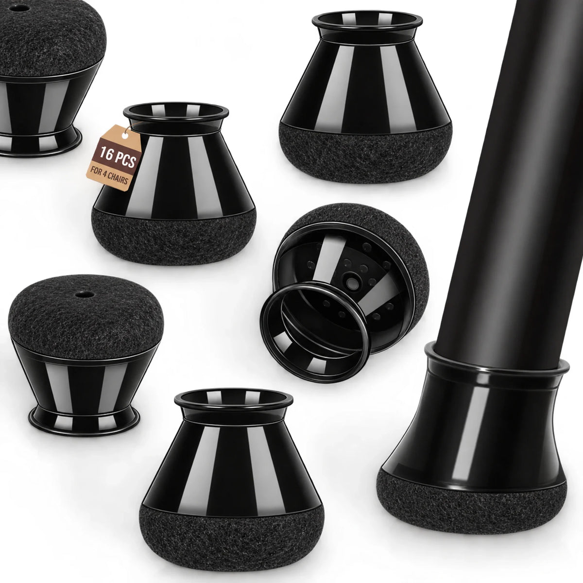 Upgraded Thick-Felt Chair Leg Protectors — 16 PCS for 4 Chairs