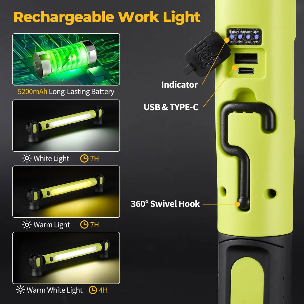 Under Hood Work Light Bar 3000LM LED Magnetic with Hooks