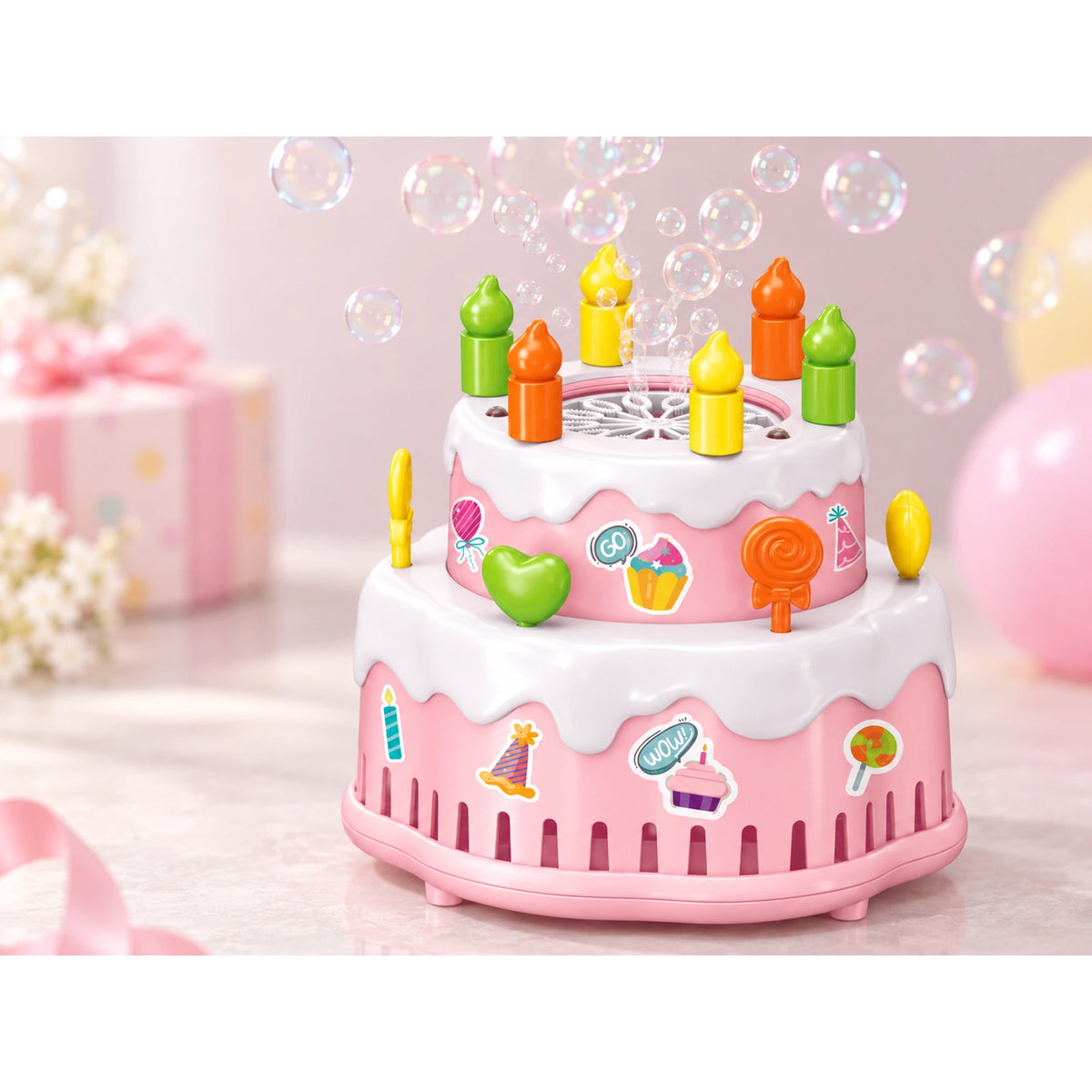 Birthday Cake Bubble Machine with Lights & Music