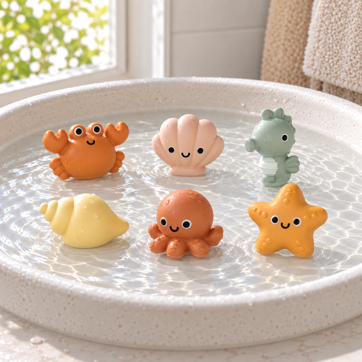 Ocean Animal Bath Toy Set with Scoop Net