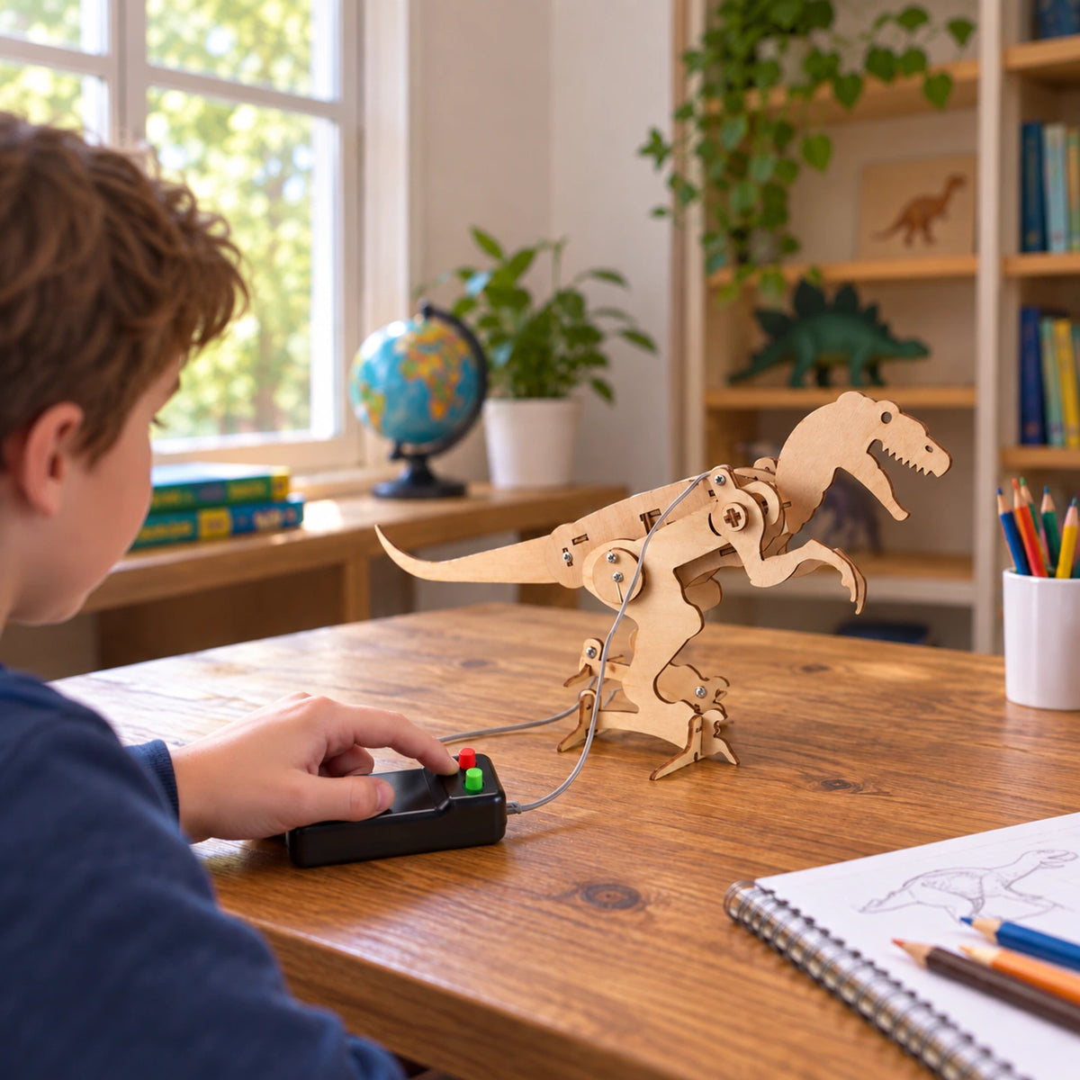 Wooden T-Rex Building Kit with Wired Controller