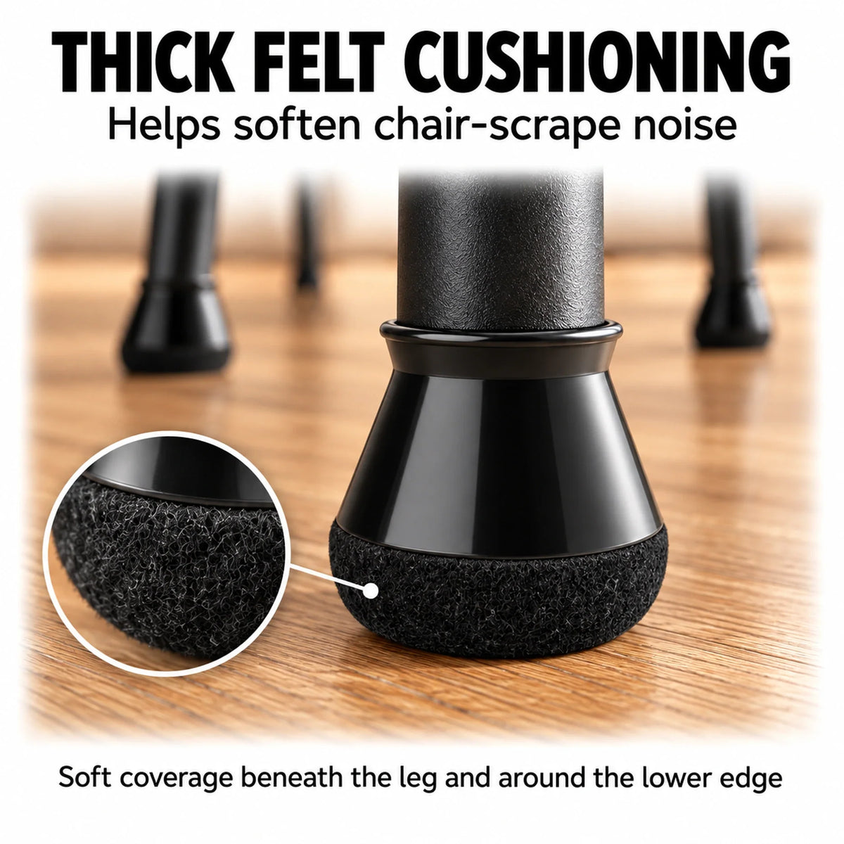 Upgraded Thick-Felt Chair Leg Protectors — 16 PCS for 4 Chairs