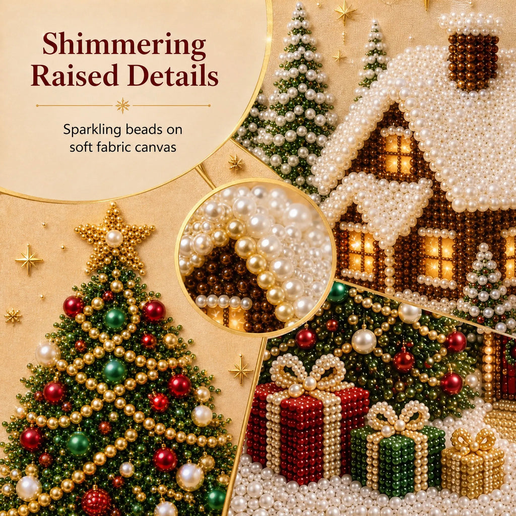Completed christmas pearl artwork displayed as festive home d茅cor
