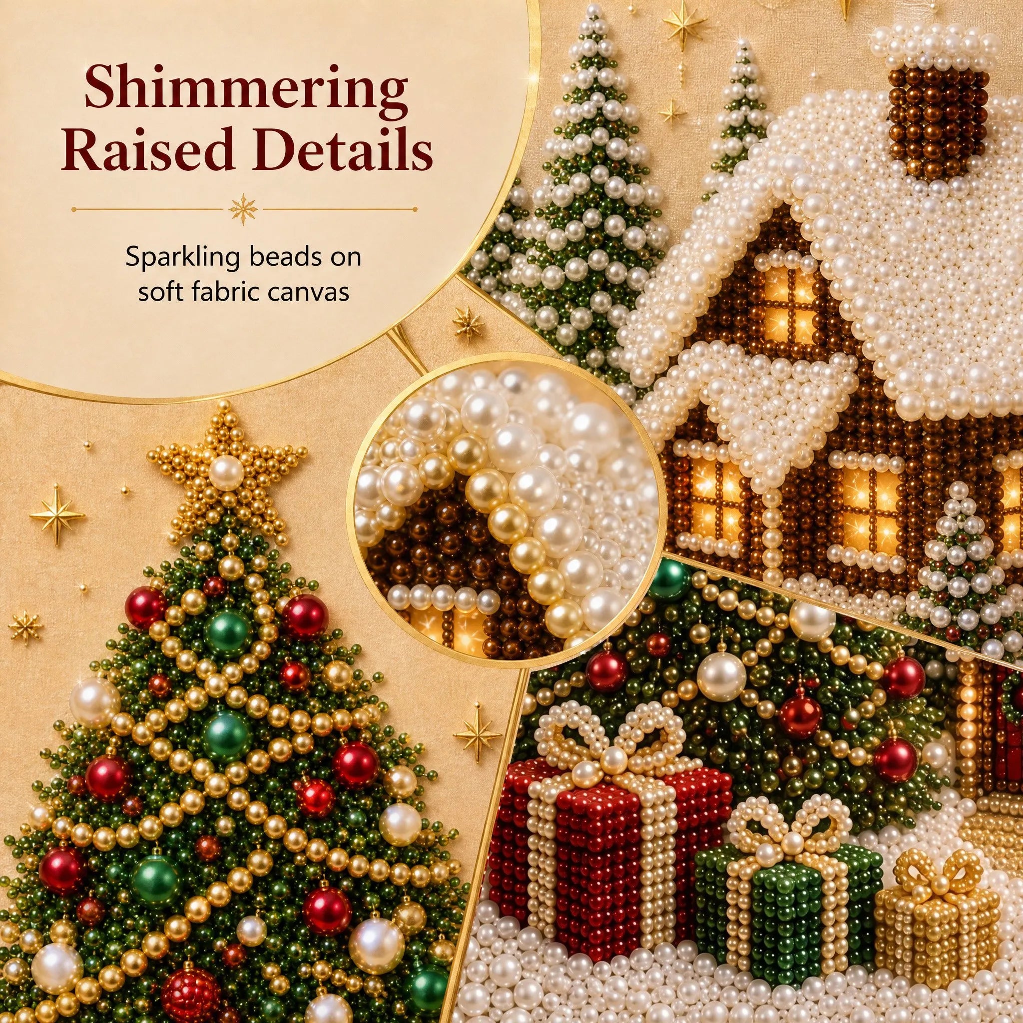 Completed christmas pearl artwork displayed as festive home d茅cor