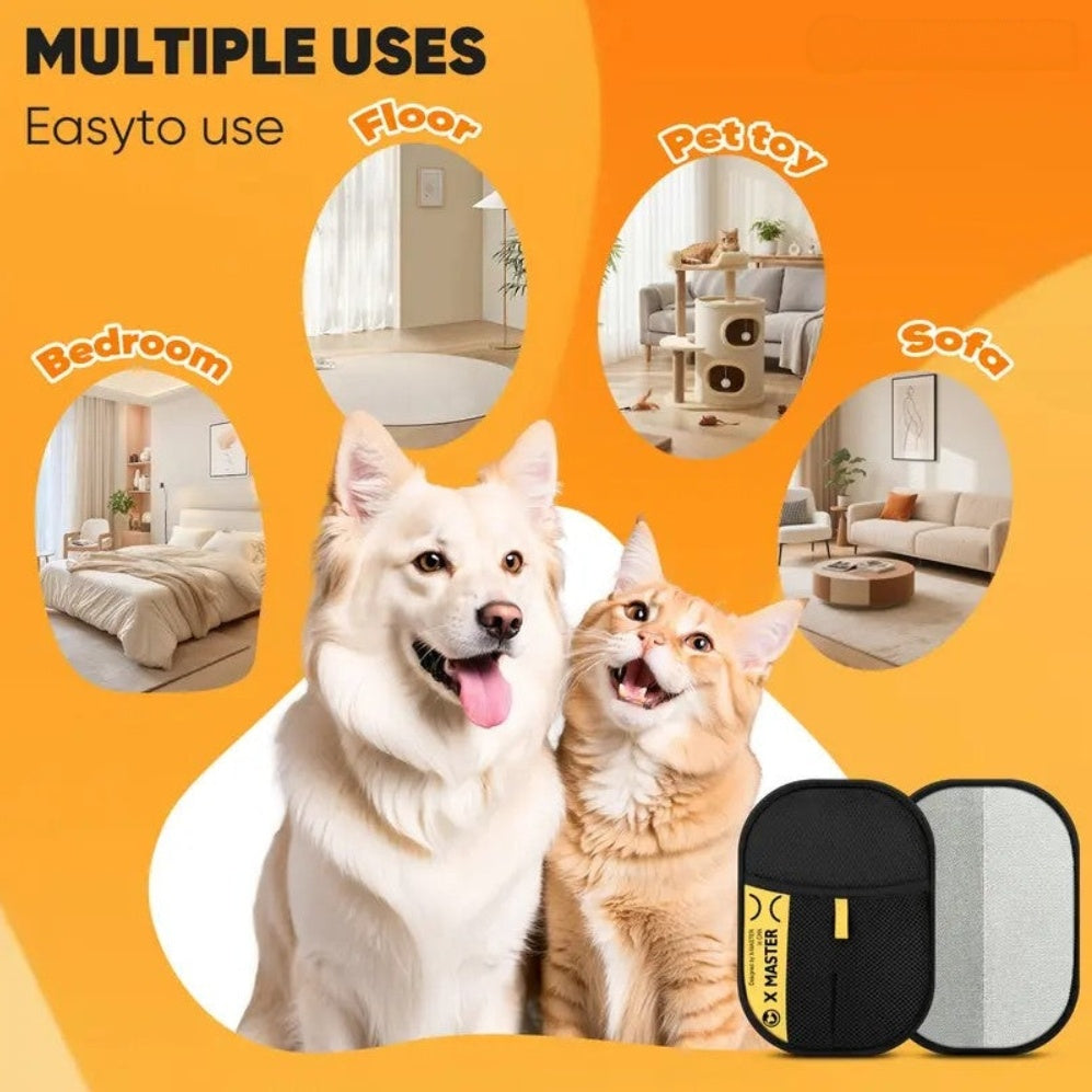 Pet Hair Remover Glove, Reusable Grooming Mitt for Cats & Dogs