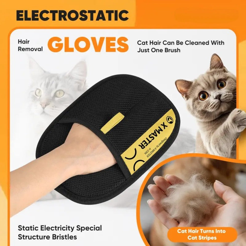 Pet Hair Remover Glove, Reusable Grooming Mitt for Cats & Dogs