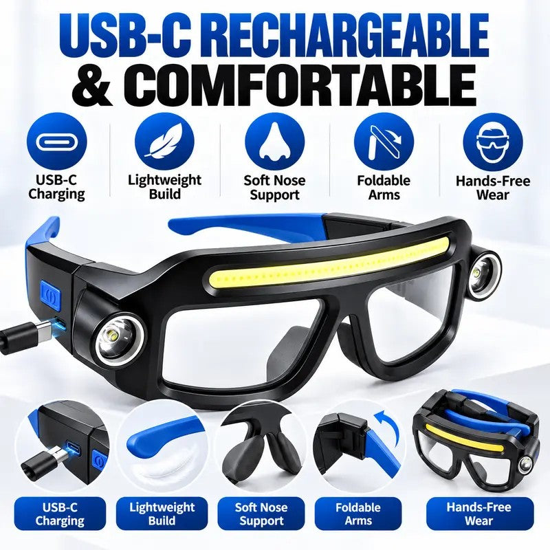 rechargeable sensor glasses light, hands-free led work lamp - view 6