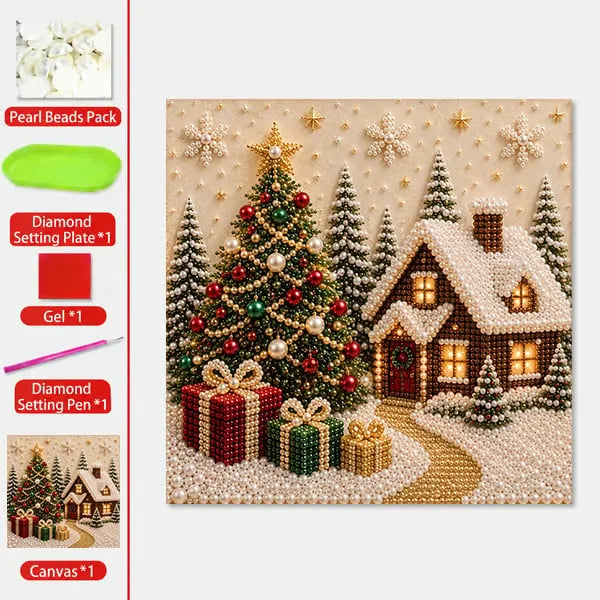 Completed christmas pearl artwork displayed as festive home d茅cor