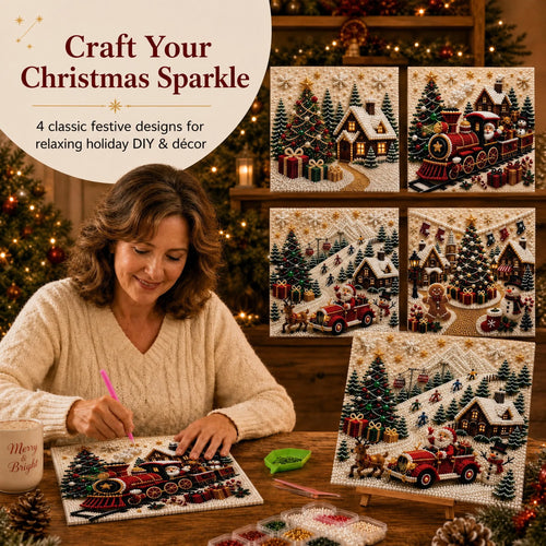 Christmas decorative pearl art with sparkling gems 鈥 handmade seasonal d茅cor kit