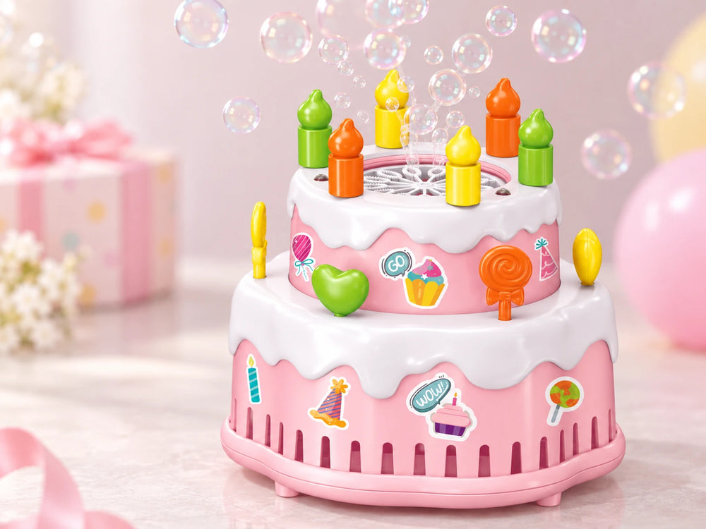 Bubbles Rising from a Two-Tier Toy Cake