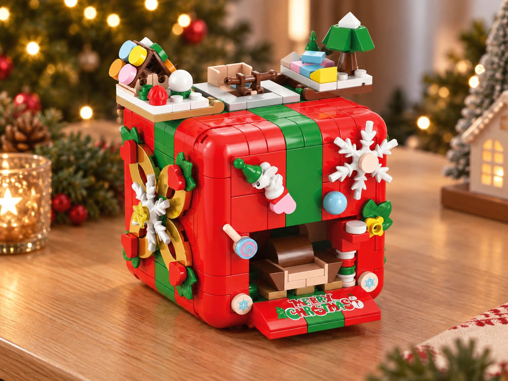 Christmas gift box with opening display details