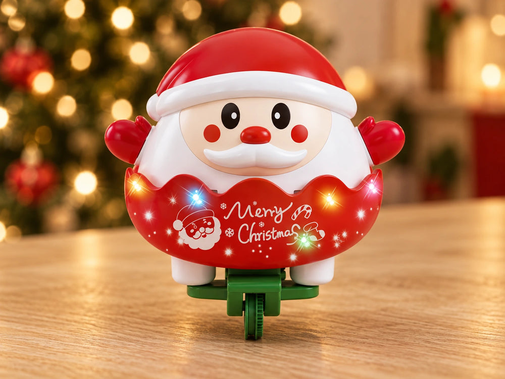 Santa figure with a single-wheel balancing design