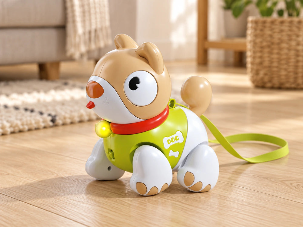 Walking puppy with a glowing collar detail