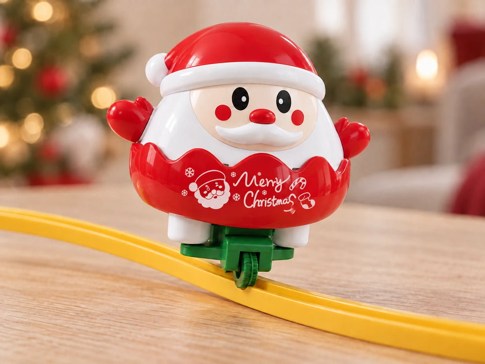 A closer view of Santa's visible balancing wheel