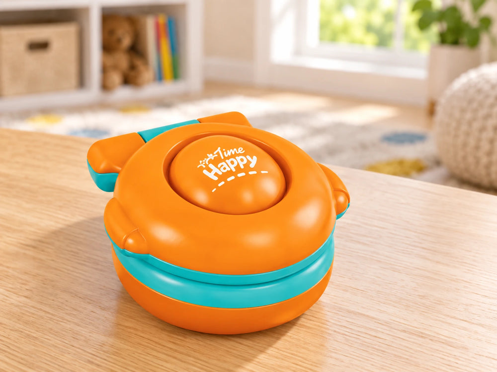 Closed orange paw-shaped flip phone body