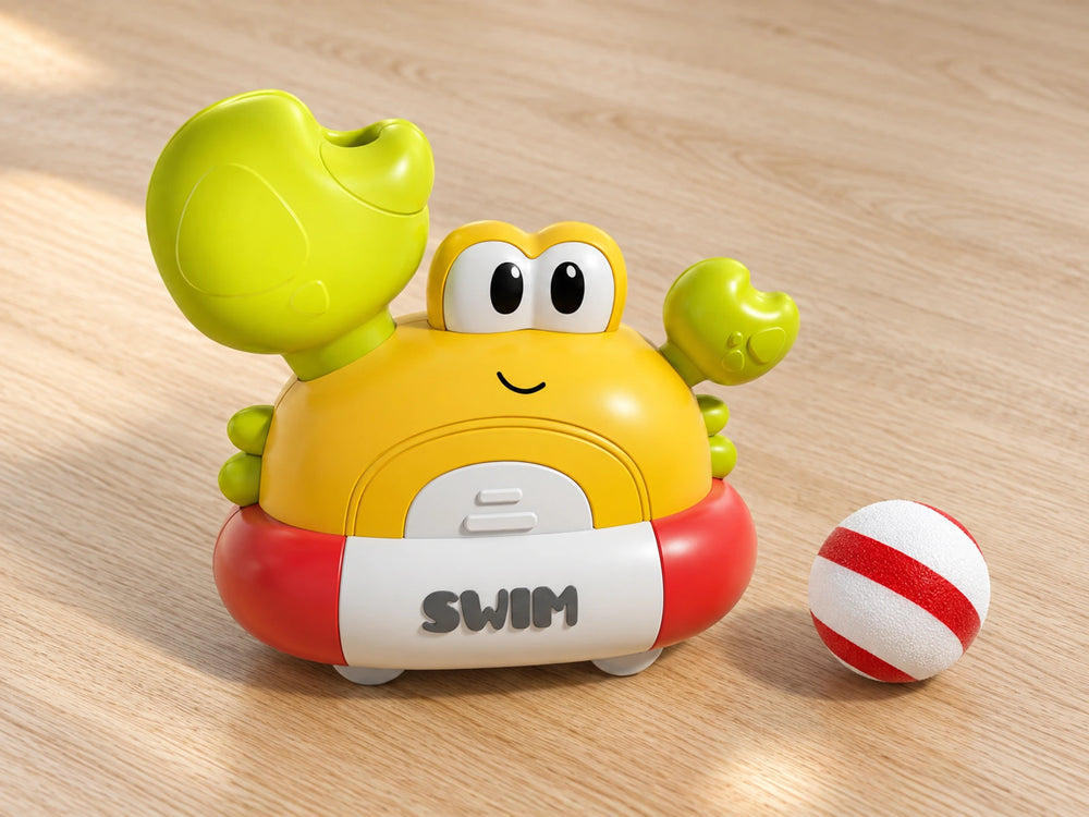 Colorful crab body with one foam ball shown
